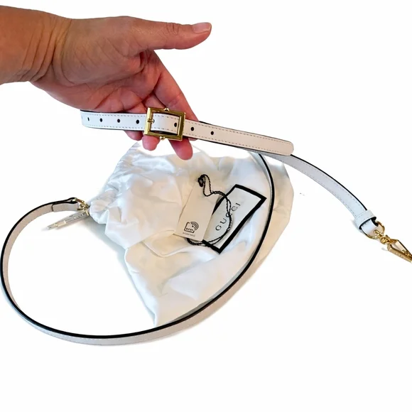 Gucci Black and White Leather Purse Strap with Gold Accents - Picture 4 of 4